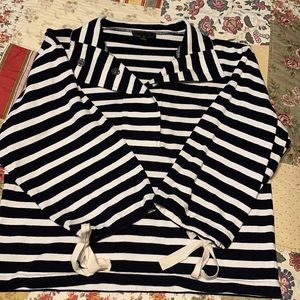 J Crew Navy and white striped top.